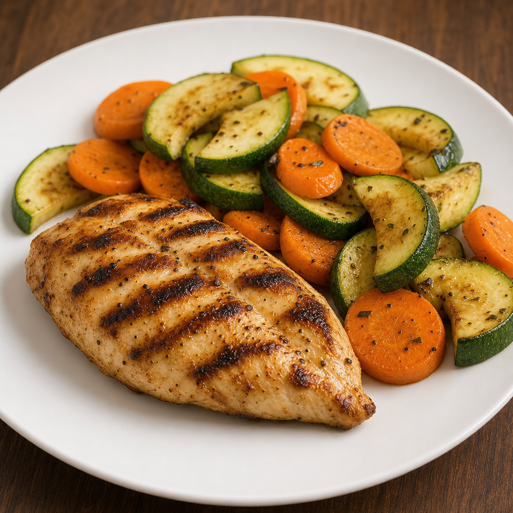 Frango Grelhado com Abobrinha e Cenoura