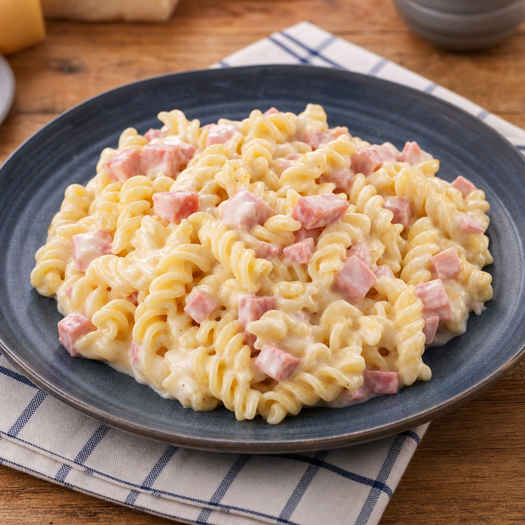 Macarrão Parafuso com Requeijão e Mortadela