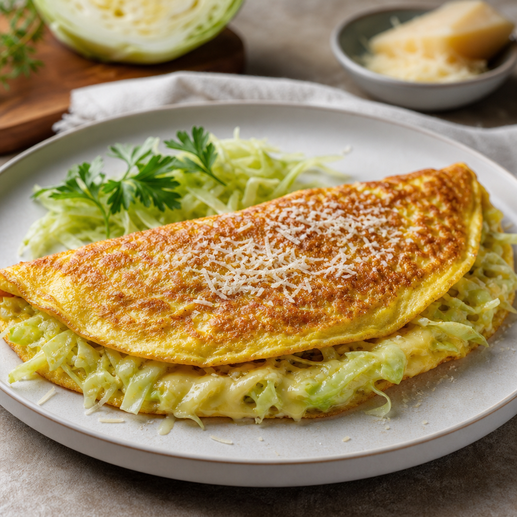 Omelete de Repolho com Queijo Parmesão