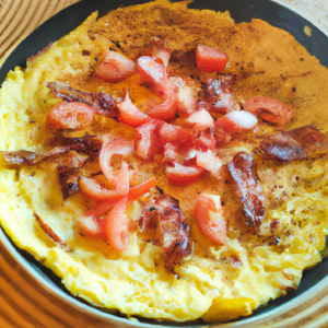 Imagem da receita Omelete de tomate, cebola e ba...